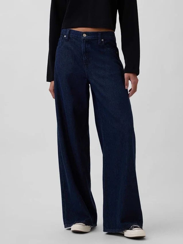 Ultrweiche Baggy-Jeans mit mittlerer Leibhöhe