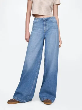 Ultrweiche Baggy-Jeans mit mittlerer Leibhöhe