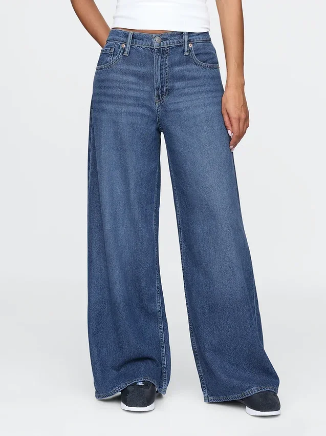 Ultrweiche Baggy-Jeans mit mittlerer Leibhöhe