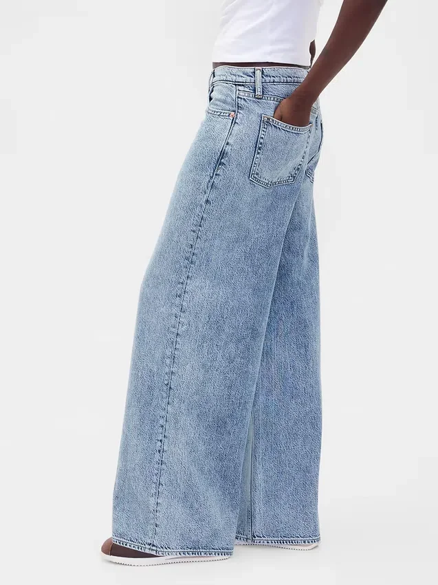 Ultrweiche Baggy-Jeans mit mittlerer Leibhöhe