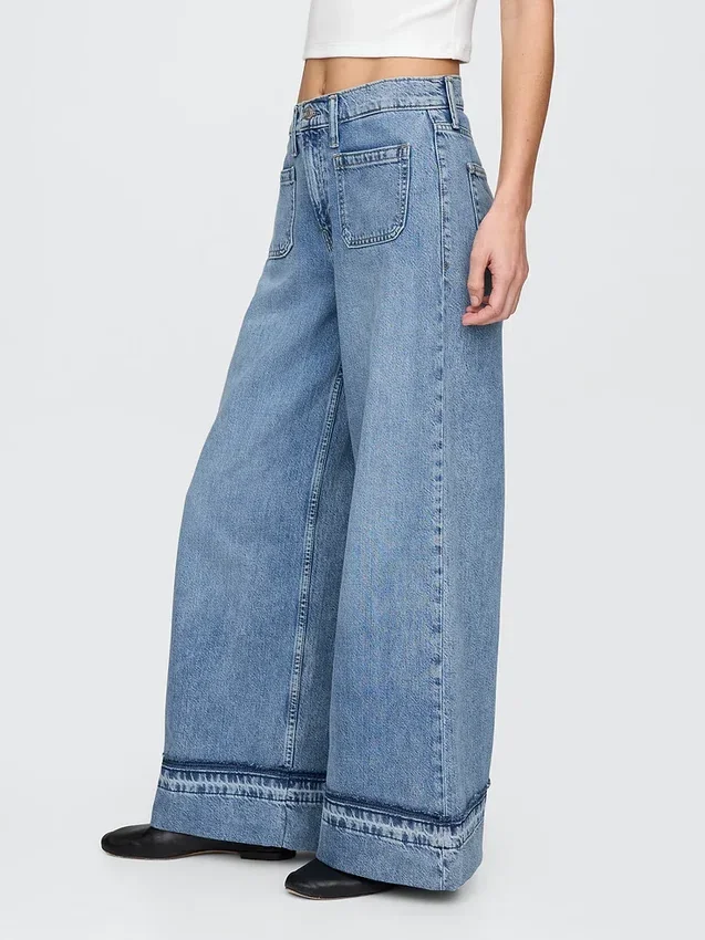 Ultrweiche Baggy-Jeans mit mittlerer Leibhöhe
