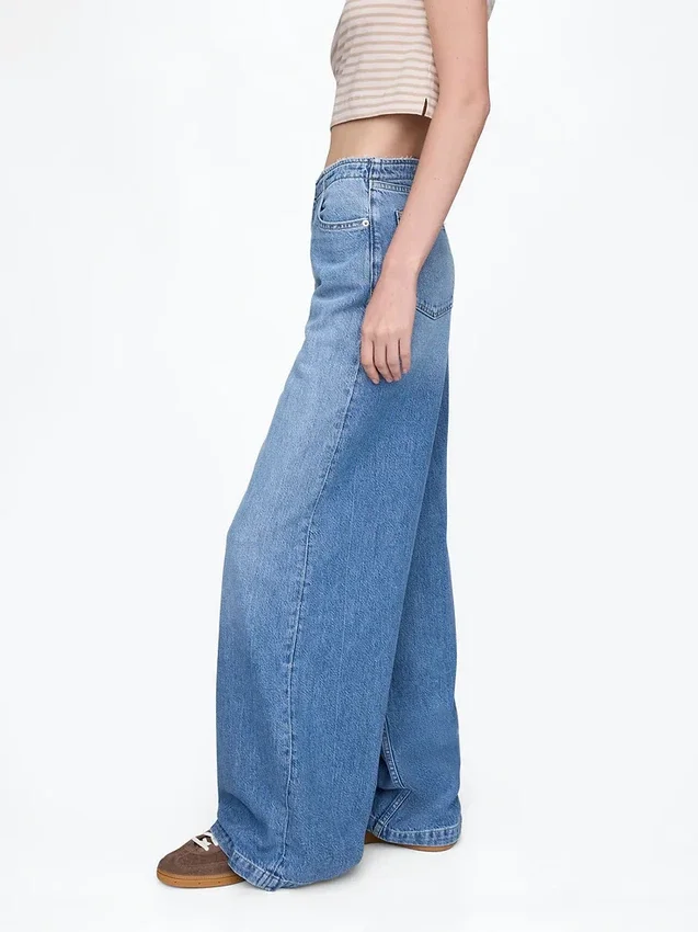 Ultrweiche Baggy-Jeans mit mittlerer Leibhöhe