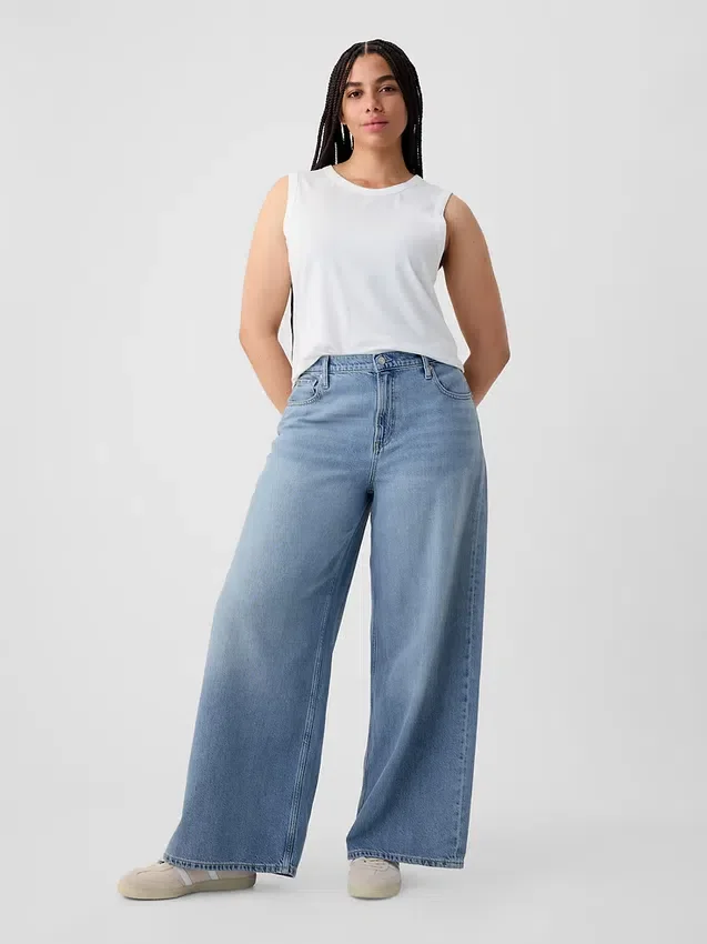 Ultrweiche Baggy-Jeans mit mittlerer Leibhöhe