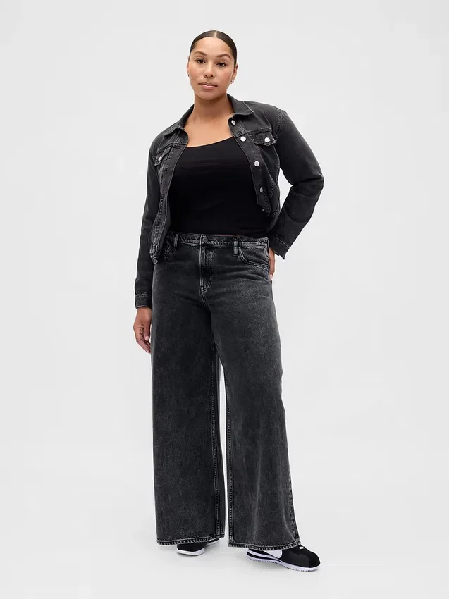 Ultrweiche Baggy-Jeans mit mittlerer Leibhöhe