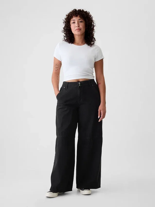 Ultrweiche Baggy-Jeans mit mittlerer Leibhöhe