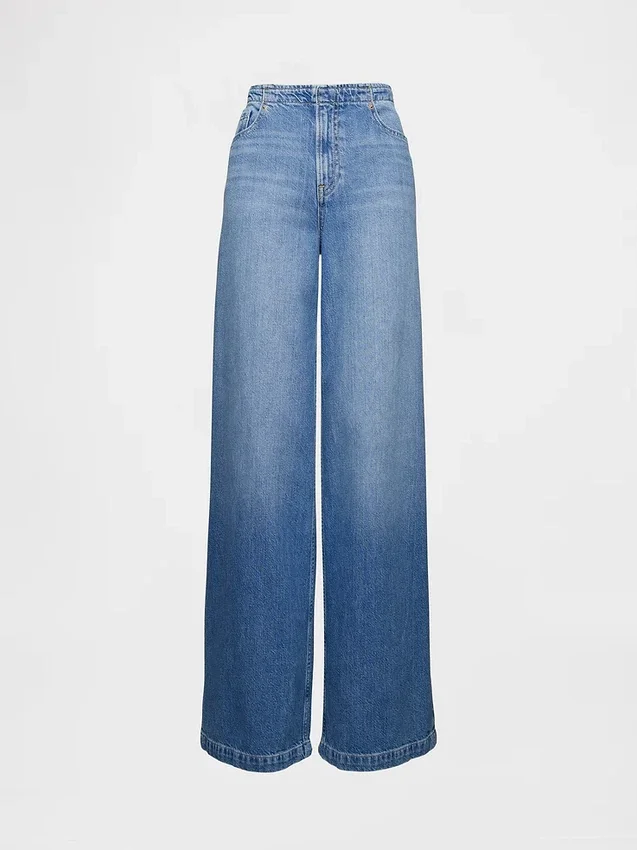 Ultrweiche Baggy-Jeans mit mittlerer Leibhöhe