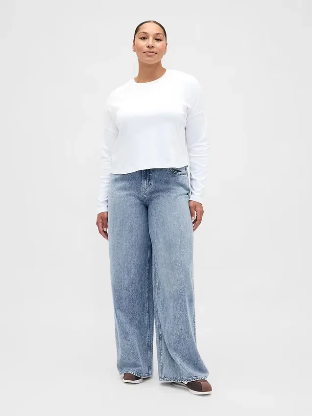 Ultrweiche Baggy-Jeans mit mittlerer Leibhöhe