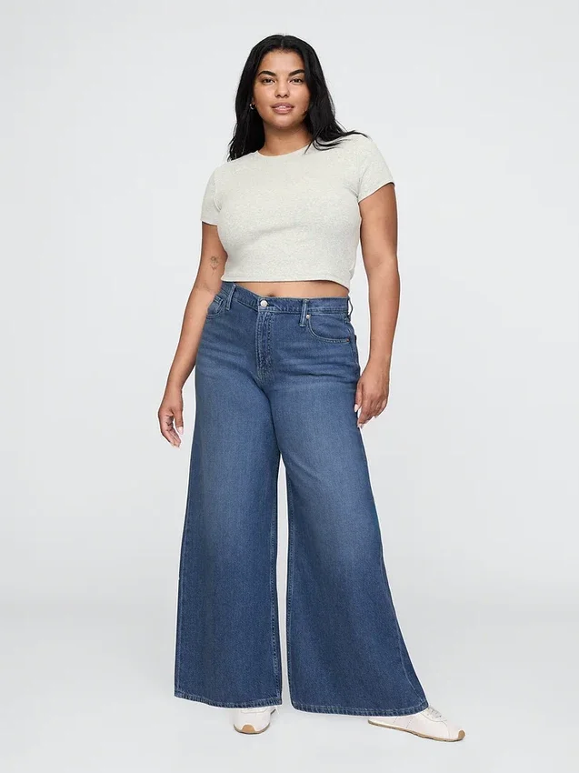 Ultrweiche Baggy-Jeans mit mittlerer Leibhöhe