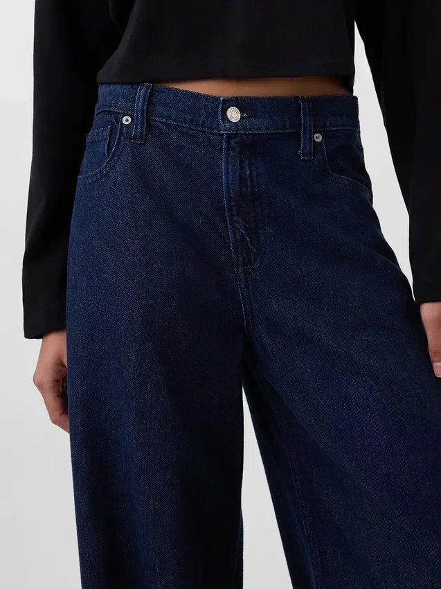 Ultrweiche Baggy-Jeans mit mittlerer Leibhöhe