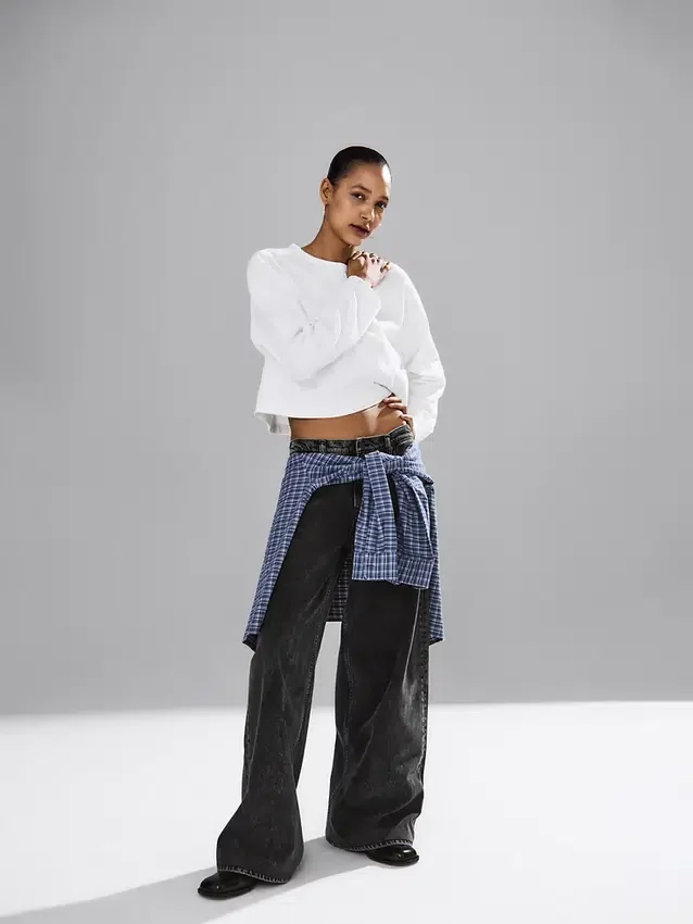 Ultrweiche Baggy-Jeans mit mittlerer Leibhöhe