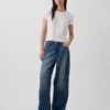 Ultrweiche Baggy-Jeans mit Nieten und mittlerer Leibhöhe