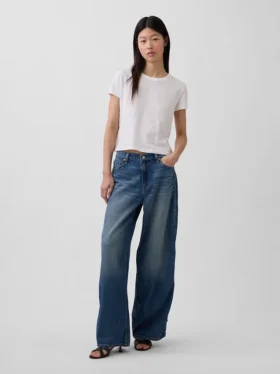 Ultrweiche Baggy-Jeans mit Nieten und mittlerer Leibhöhe