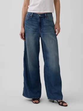 Ultrweiche Baggy-Jeans mit Nieten und mittlerer Leibhöhe