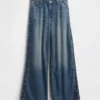 Ultrweiche Baggy-Jeans mit Nieten und mittlerer Leibhöhe