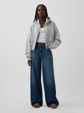 Ultrweiche Baggy-Jeans mit Schnalle und mittlerer Leibhöhe