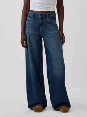 Ultrweiche Baggy-Jeans mit Schnalle und mittlerer Leibhöhe