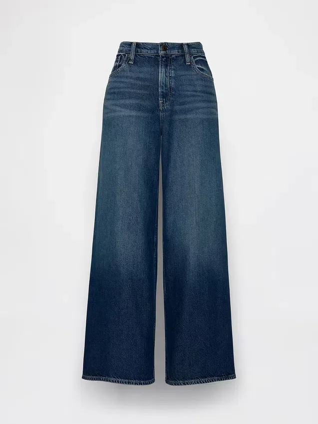 Ultrweiche Baggy-Jeans mit Schnalle und mittlerer Leibhöhe