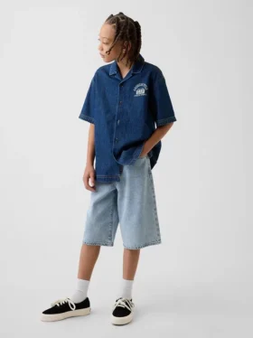 Ultrweiche Baggy-Shorts aus Denim für Kinder
