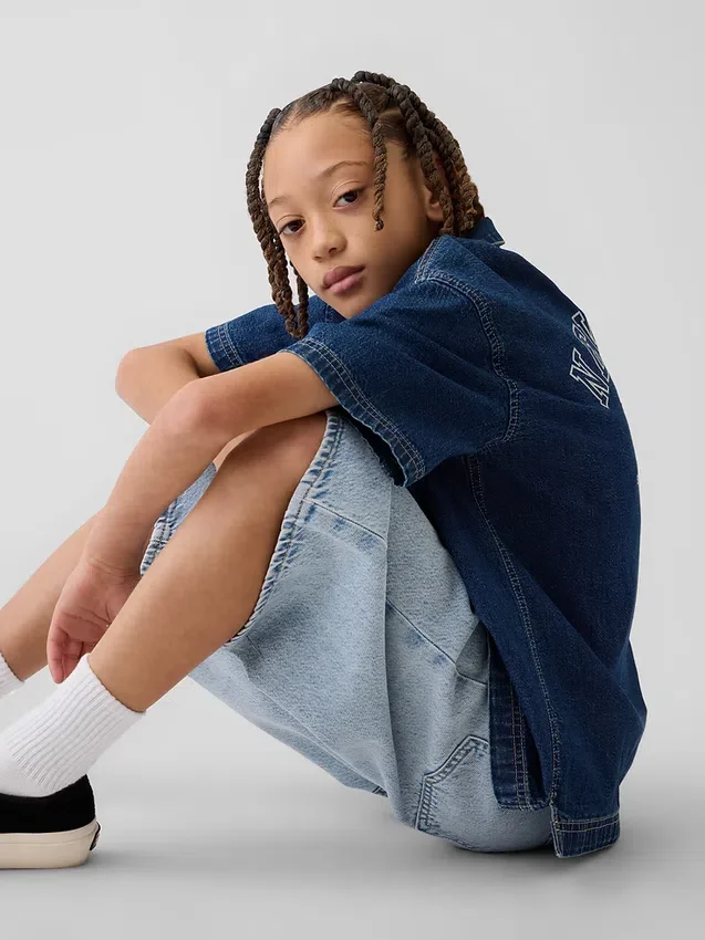 Ultrweiche Baggy-Shorts aus Denim für Kinder
