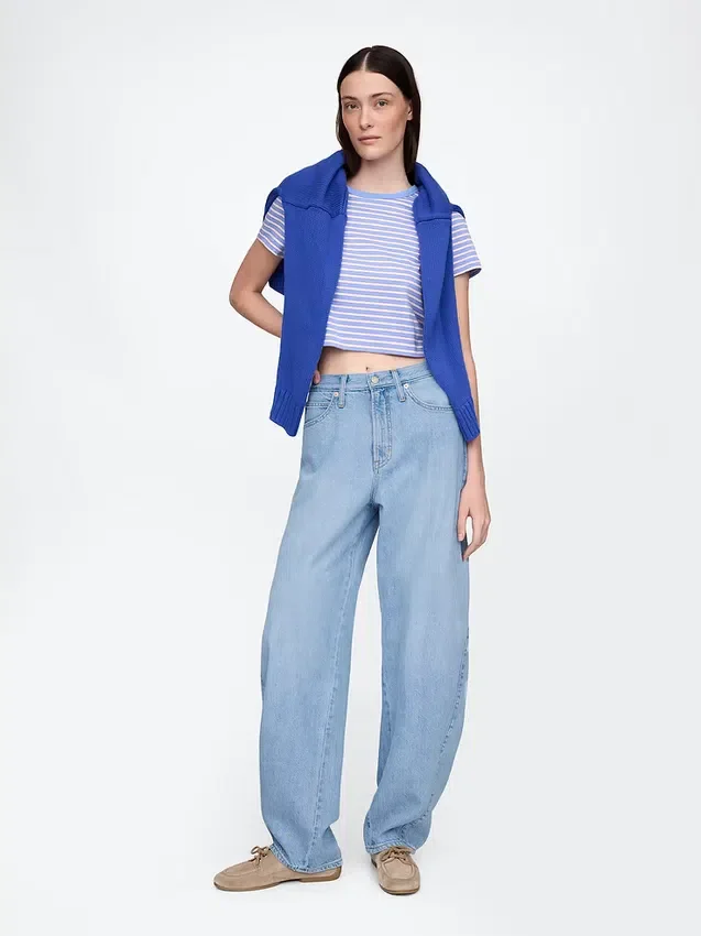 Ultrweiche Barrel-Jeans mit hoher Leibhöhe