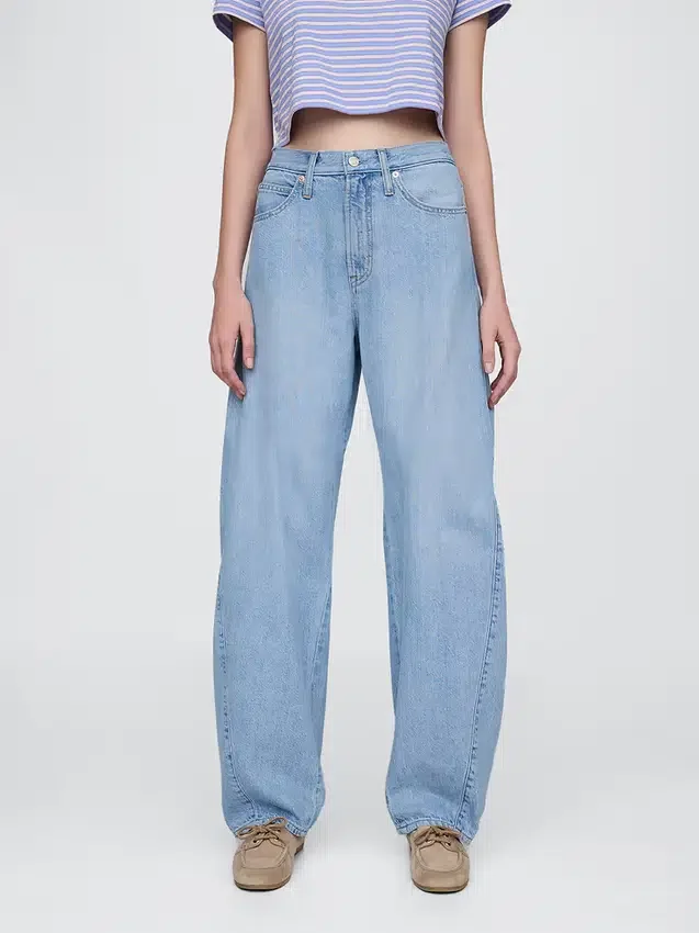 Ultrweiche Barrel-Jeans mit hoher Leibhöhe