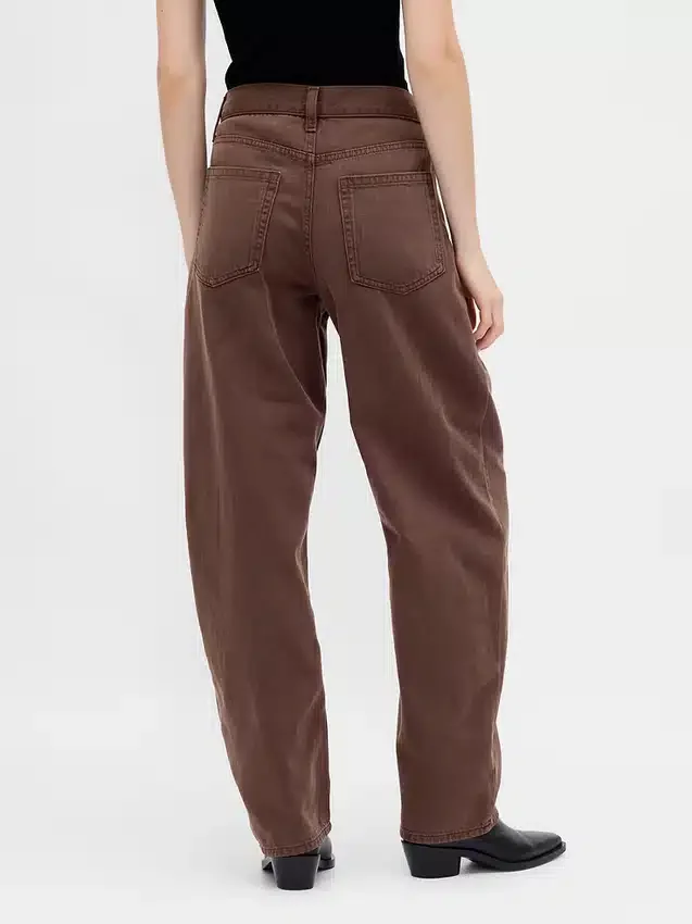 Ultrweiche Crossover-Barrel-Jeans mit hoher Leibhöhe