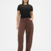 Ultrweiche Crossover-Barrel-Jeans mit hoher Leibhöhe