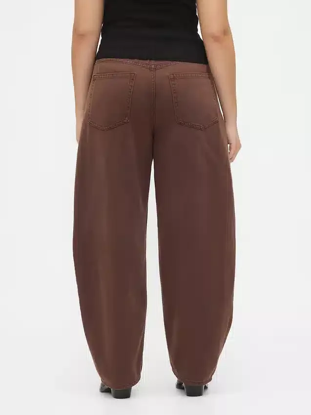 Ultrweiche Crossover-Barrel-Jeans mit hoher Leibhöhe