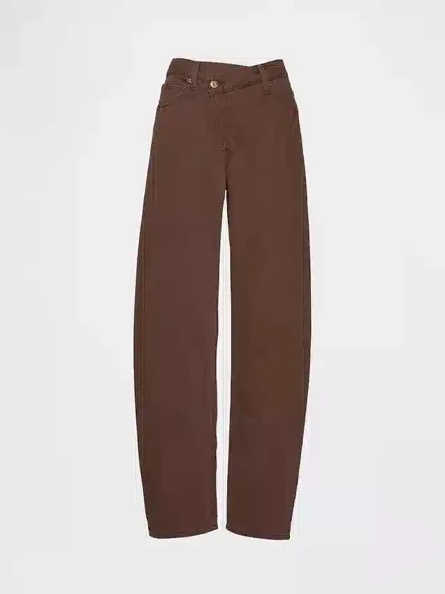 Ultrweiche Crossover-Barrel-Jeans mit hoher Leibhöhe