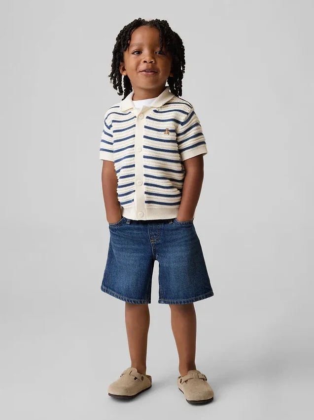 Ultrweiche Denim-Baggy-Shorts zum Hineinschlüpfen für Baby & Kleinkind