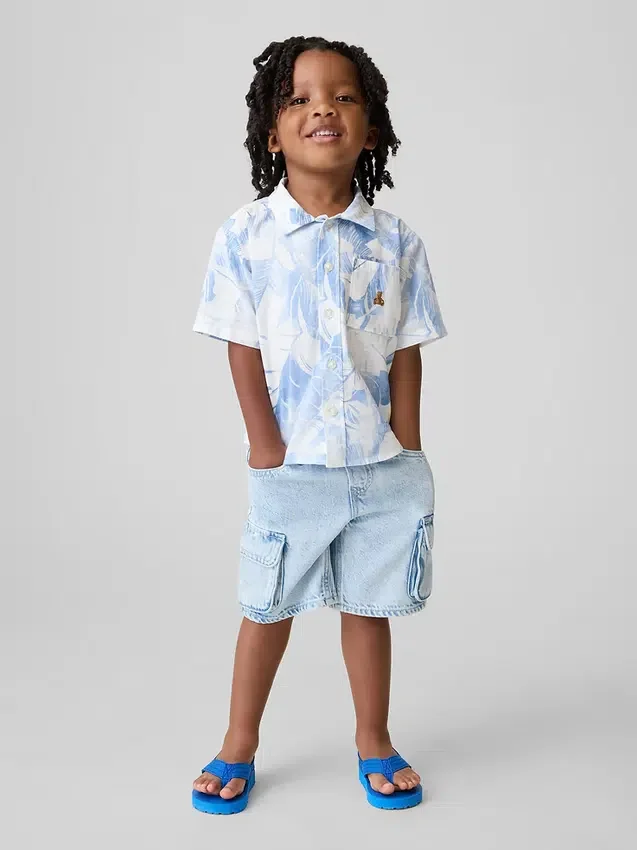 Ultrweiche Denim-Cargo-Shorts zum Hineinschlüpfen für Baby & Kleinkind