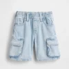 Ultrweiche Denim-Cargo-Shorts zum Hineinschlüpfen für Baby & Kleinkind