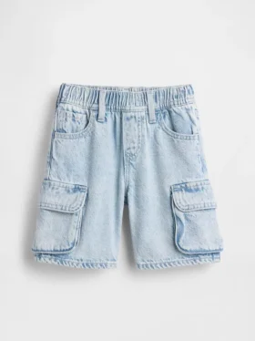 Ultrweiche Denim-Cargo-Shorts zum Hineinschlüpfen für Baby & Kleinkind