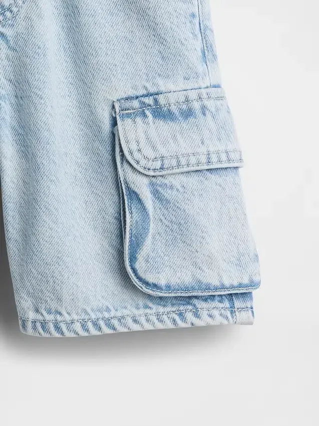 Ultrweiche Denim-Cargo-Shorts zum Hineinschlüpfen für Baby & Kleinkind
