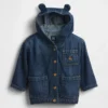 Ultrweiche Denim-Kapuzenjacke für Babys