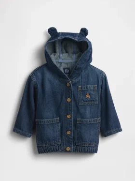 Ultrweiche Denim-Kapuzenjacke für Babys