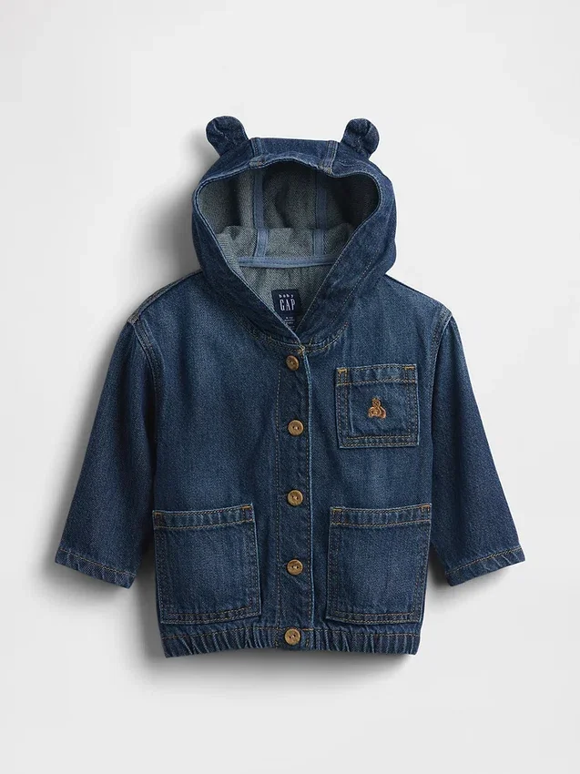 Ultrweiche Denim-Kapuzenjacke für Babys