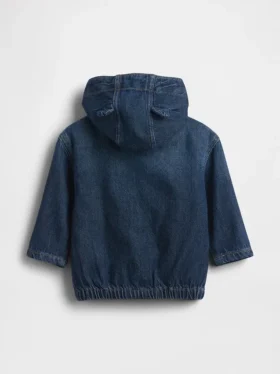 Ultrweiche Denim-Kapuzenjacke für Babys