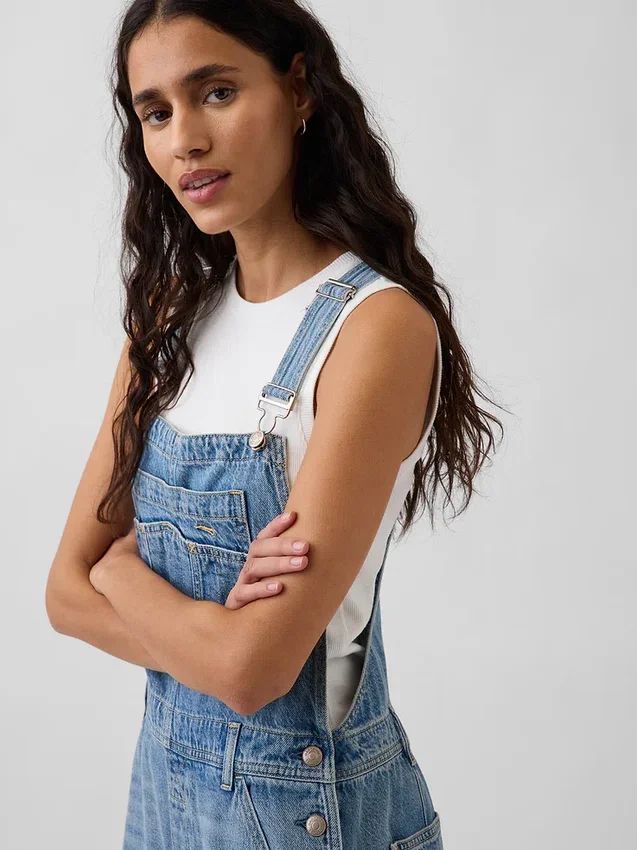 Ultrweiche Denim-Latzhose im Relaxed-Schnitt