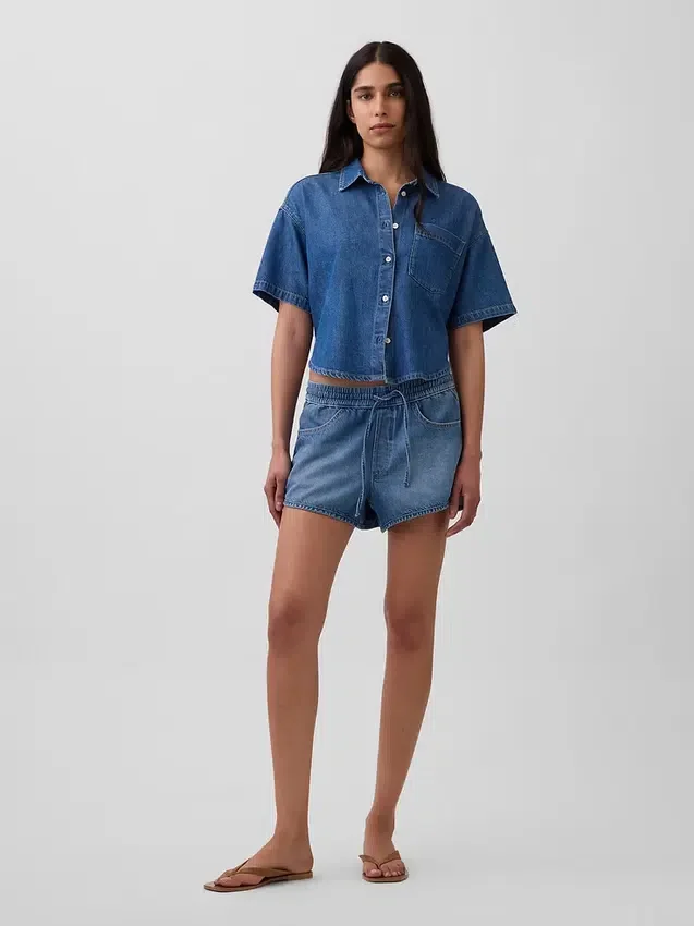 Ultrweiche Denim-Shorts „Easy Dolphin“ mit mittlerer Leibhöhe