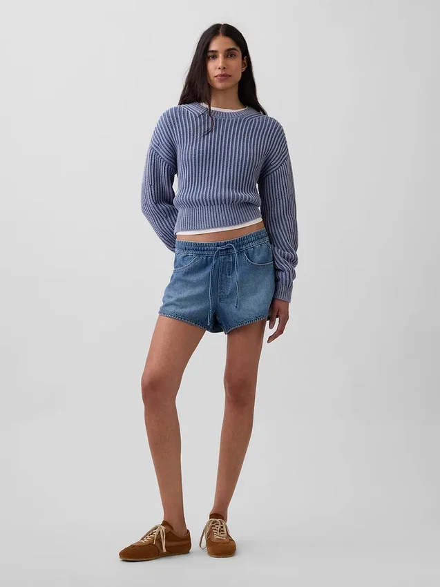 Ultrweiche Denim-Shorts „Easy Dolphin“ mit mittlerer Leibhöhe