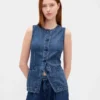 Ultrweiche Denim-Weste in Longline-Passform