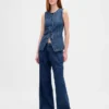 Ultrweiche Denim-Weste in Longline-Passform