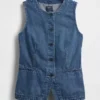 Ultrweiche Denim-Weste in Longline-Passform