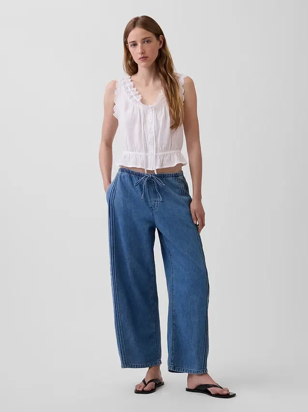 Ultrweiche Easy-Barrel-Jeans mit mittlerer Leibhöhe