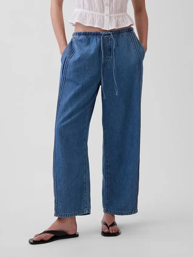 Ultrweiche Easy-Barrel-Jeans mit mittlerer Leibhöhe