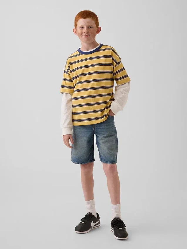 Ultrweiche, locker sitzende „90er“-Jeans-Shorts für Kinder