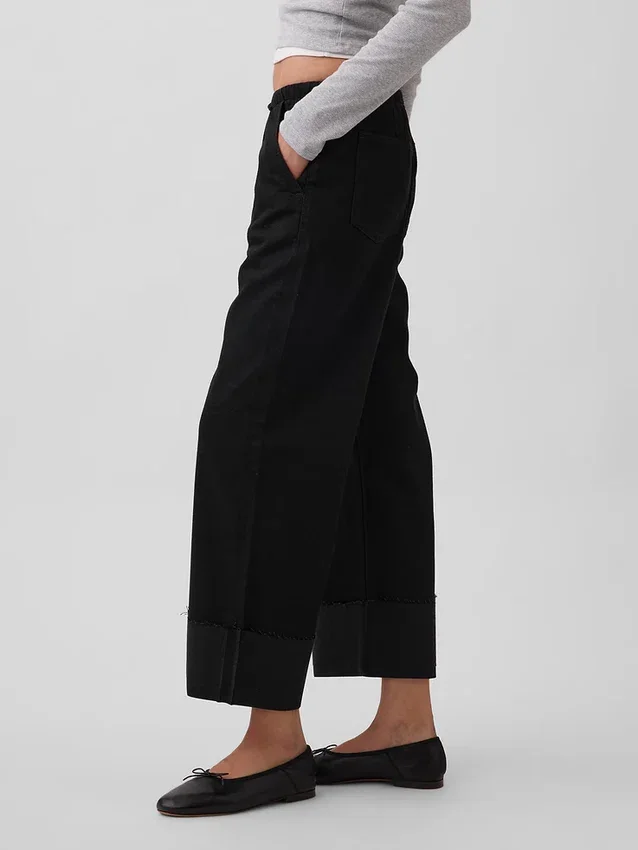 Ultrweiche, locker sitzende Crop-Jeans im 90er-Jahre-Stil mit niedriger Leibhöhe