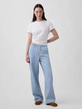 Ultrweiche, locker sitzende Streifen-Jeans im 90er-Jahre-Stil mit niedriger Leibhöhe