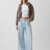 Ultrweiche, plissierte Baggy-Jeans mit mittlerer Leibhöhe